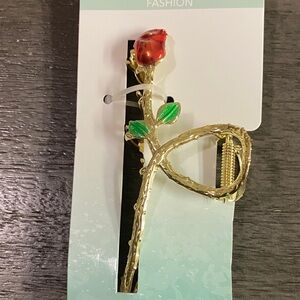 Gold Rose Hair Metal Clip